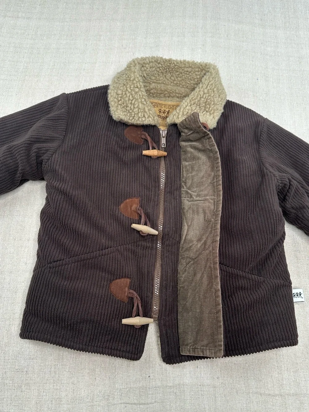 Corky & Company Vintage Kids Brown Corduroy Sherpa Lined Toggle Coat Jacket 4-5T